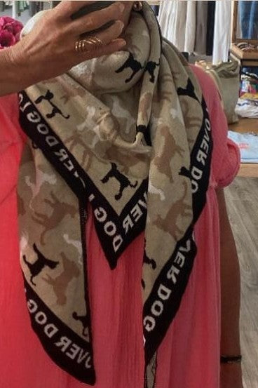 Dreieckstuch Zwillingsherz ’Doglover’ beige - Dreieckstuch