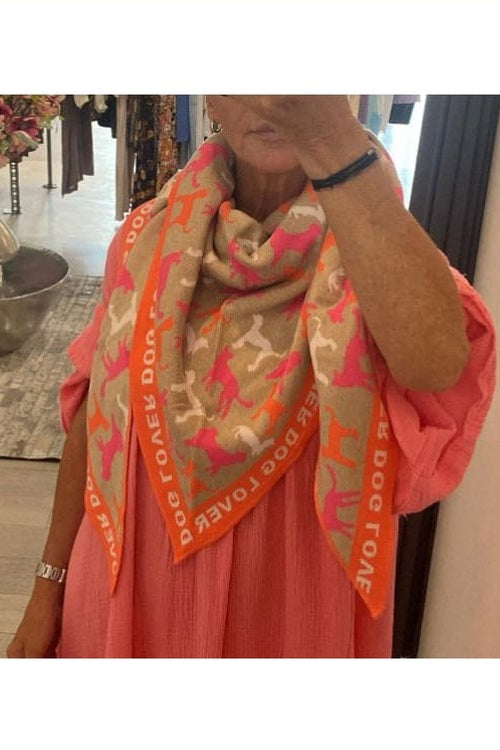 Dreieckstuch Zwillingsherz ’Doglover’ orange - Dreieckstuch