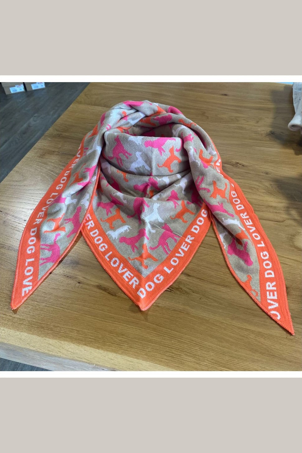 Dreieckstuch Zwillingsherz ’Doglover’ orange - Dreieckstuch