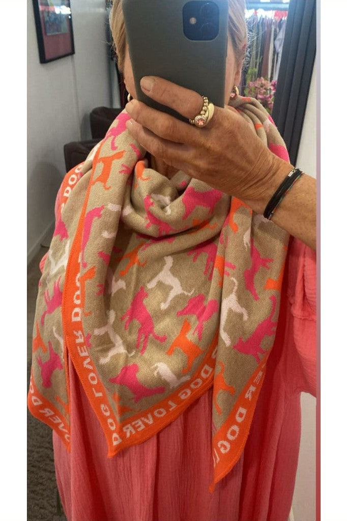 Dreieckstuch Zwillingsherz ’Doglover’ orange - Dreieckstuch