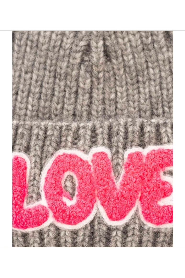 Mütze Zwillingsherz Großstrick ’LOVE’ grau - Mütze