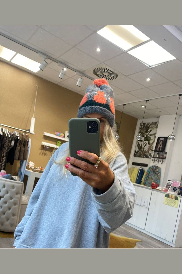 Mütze Zwillingsherz Kätzchen Bommel orange - Mütze