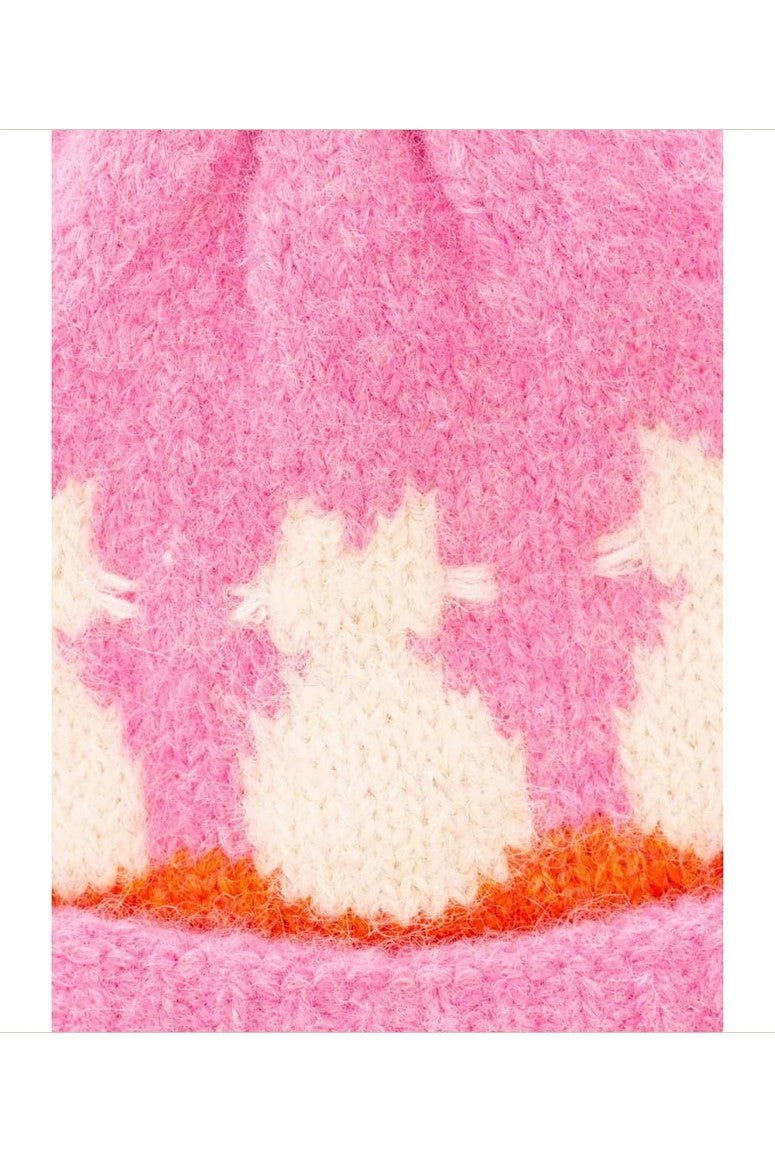 Mütze Zwillingsherz Kätzchen Bommel pink - Mütze