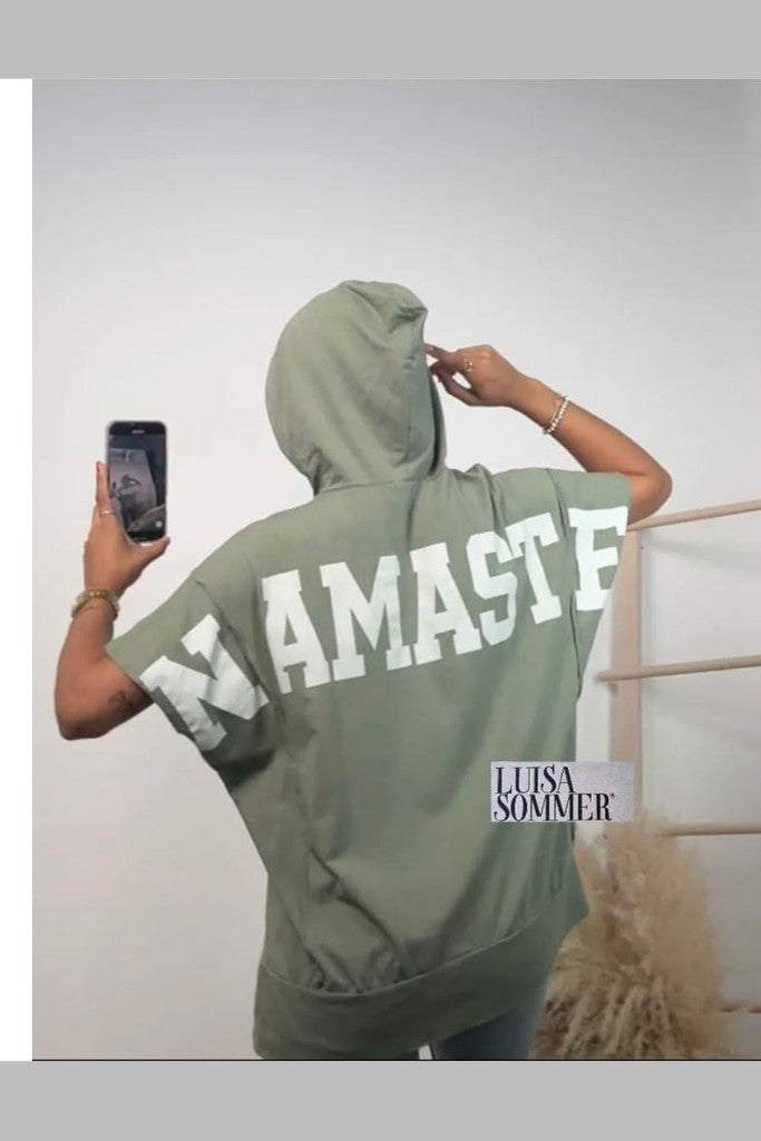 Namaste Shirt mit Kapuze kurzarm - shirt