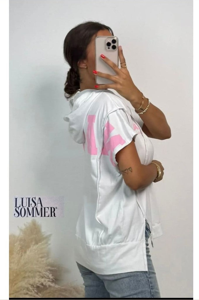 Namaste Shirt mit Kapuze weiß kurz Arm - shirt