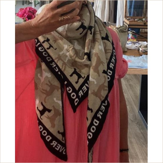 Dreieckstuch Zwillingsherz ’Doglover’ beige - Dreieckstuch