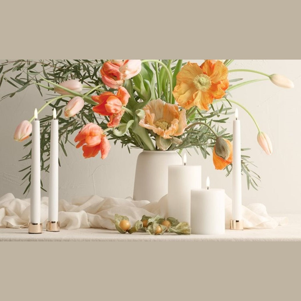 Klassische Stabkerzen B2,3 x H25 cm (2er-Pack) Nordisches Weiß ohne Batterien - Beutejagd by Ally&Melli