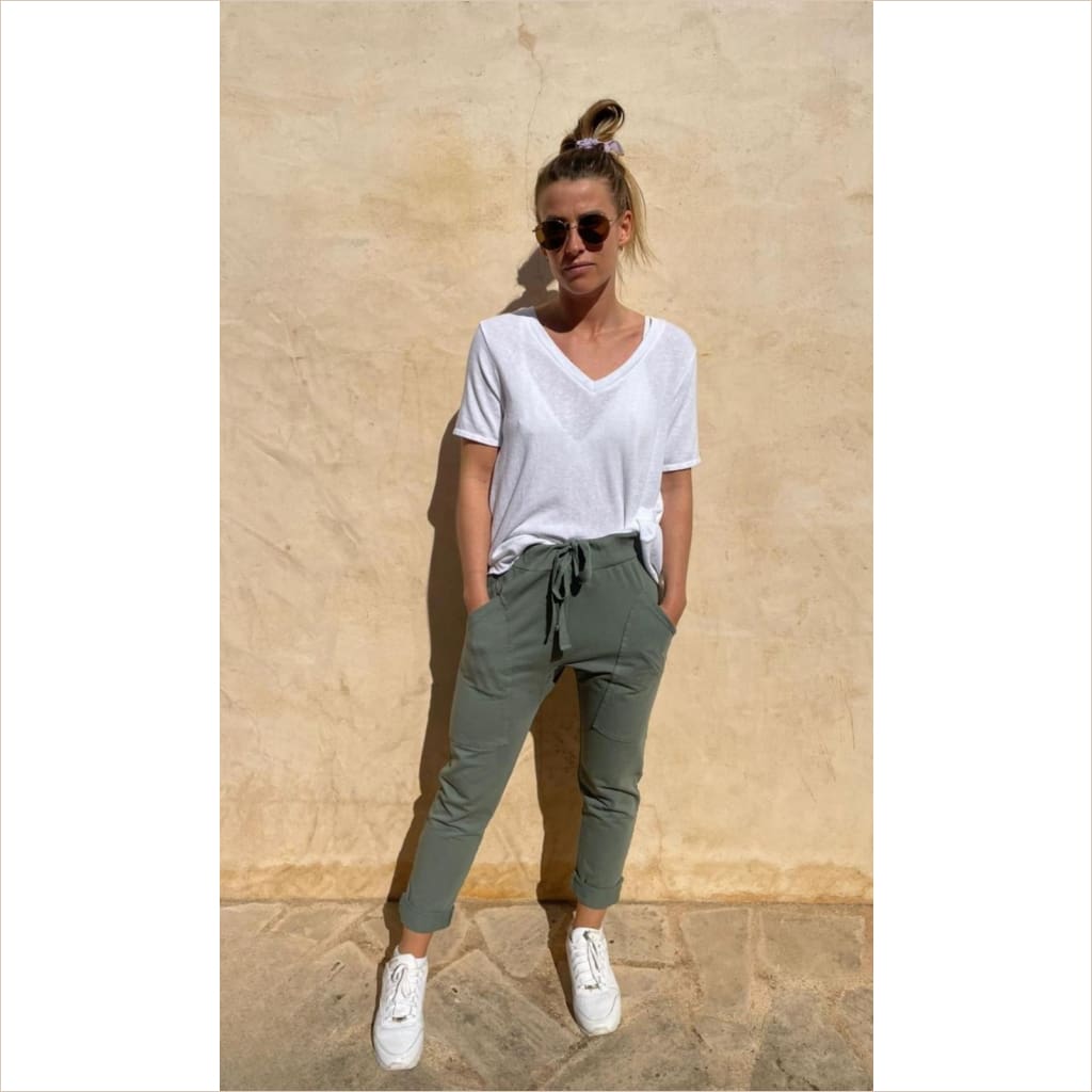 Kurzarm Shirt Esvivid V-Ausschnitt mit Kellerfalte hinten länger als vorn - Bekleidung & Accessoires