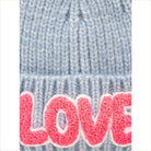 Mütze Zwillingsherz Großstrick ’LOVE’ blau - Mütze