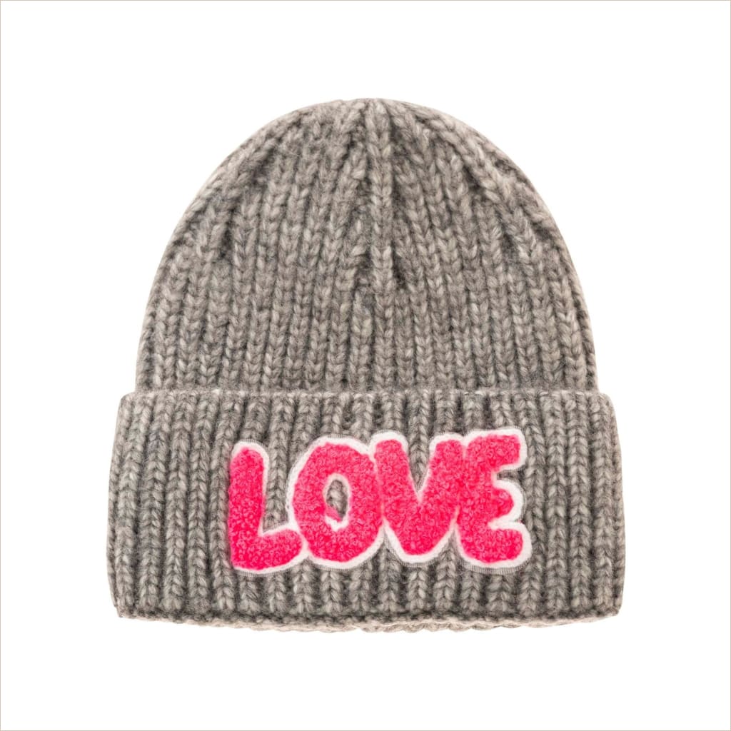 Mütze Zwillingsherz Großstrick ’LOVE’ grau - Mütze