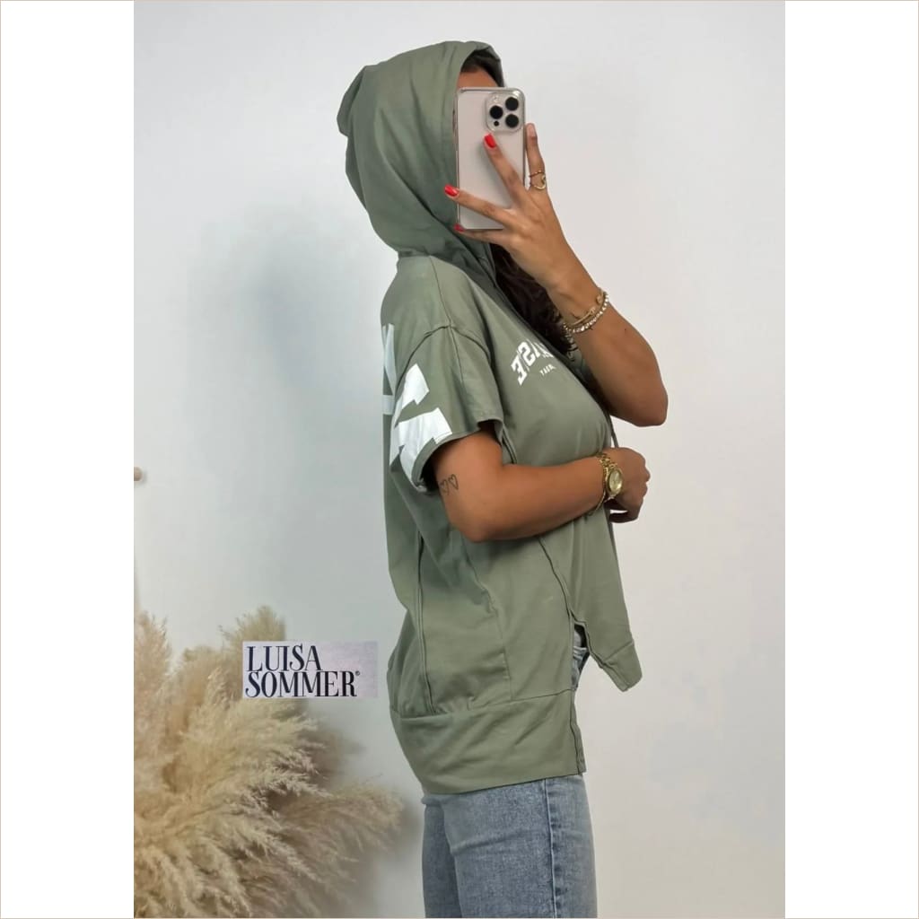 Namaste Shirt mit Kapuze kurzarm - Khaki Hell - shirt