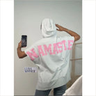 Namaste Shirt mit Kapuze weiß kurz Arm - shirt